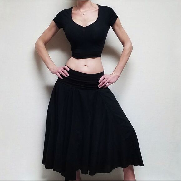 Vintage Y2K Bisou Bisou Michelle Bonbot Black Asymmetrical Patchwork Midi Skirt - Picture 2 of 16